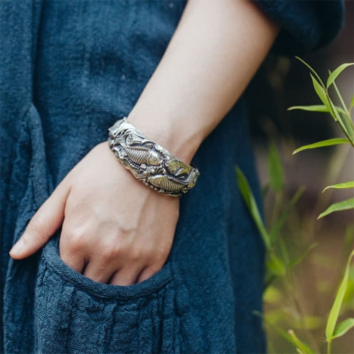 Buddha Stones Buddha Stones Koi Fish Lotus Luck Wealth Bracelet Bangle - image 5