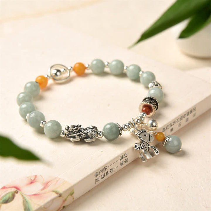 Buddha Stones 925 Sterling Silver Natural Jade Amber PiXiu Pony Success Bracelet - image 7