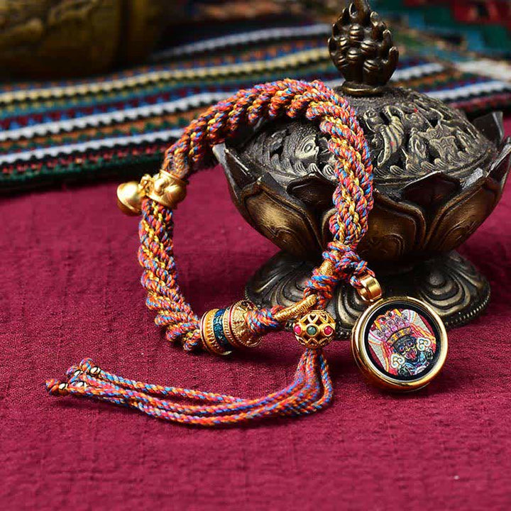 Buddha Stones Tibetan Handmade Luck Protection Thangka Prayer Wheel Bell Charm Braid String Bracelet - Colorful&Thangka(Wrist Circumference 14-19cm) - image 22