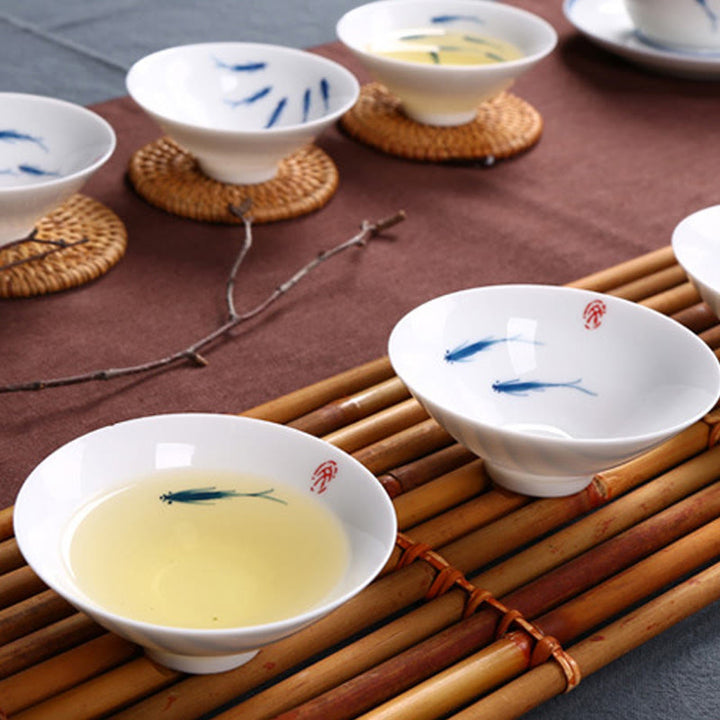 Buddha Stones Jingdezhen Blue and White Porcelain Koi Fish Ceramic Teacup Kung Fu Tea Cups - image 12