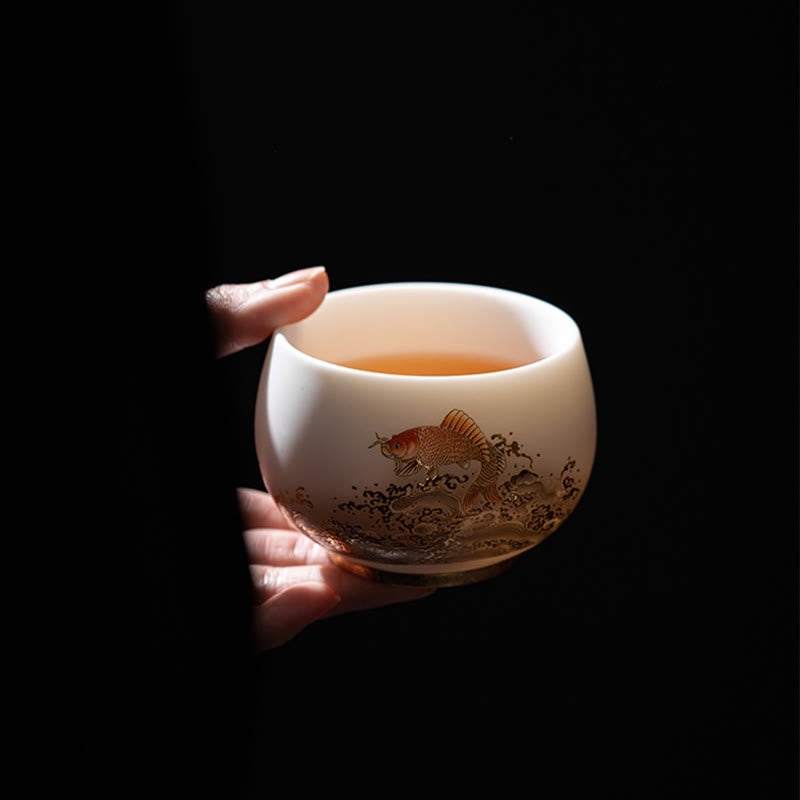 Buddha Stones Phoenix Dragon Lotus Deer Ancient Building Koi Fish Ceramic Teacup Kung Fu Tea Cups - image 13