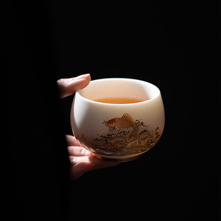 Buddha Stones Phoenix Dragon Lotus Deer Ancient Building Koi Fish Ceramic Teacup Kung Fu Tea Cups - image 13