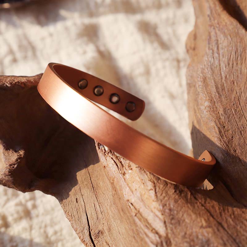 Buddha Stones Vintage Pattern Magnetic Copper Adjustable Cuff Bracelet Bangle - image 1