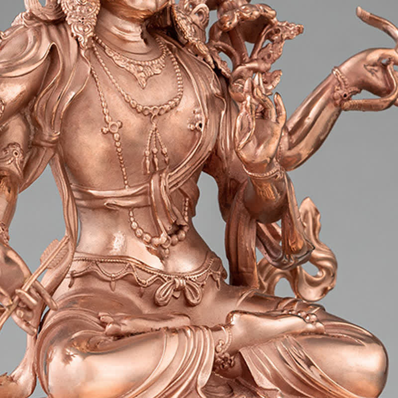 Four-armed Manjusri Bodhisattva Figurine Serenity Copper Statue Decoration - image 10
