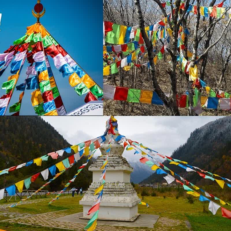 Buddha Stones Tibetan 5 Colors Windhorse Happiness Auspicious Outdoor Prayer Flag - image 17