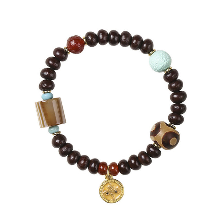 Buddha Stones Natural Tibet Purple Bodhi Seed Dzi Bead God of Wealth Wisdom Bracelet - image 8