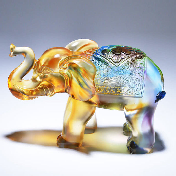 Handmade Liuli Crystal Elephant Art Piece Wisdom Wealth Home Decoration - image 8