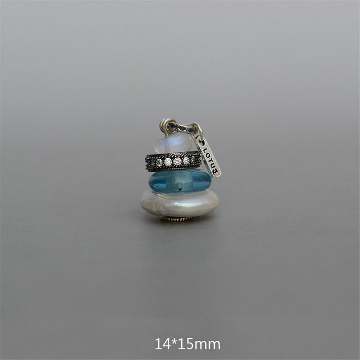 Buddha Stones Zen Cairn Labradorite Various Crystals Calm Pendant Necklace - Moonstone&Teal Glass Bead&Pearl Pendant 14*15mm - image 24