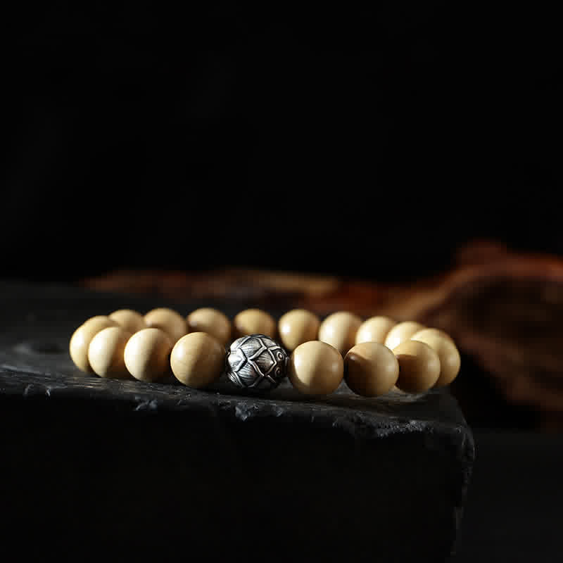 Buddha Stones Tibet Peach Wood Lotus Cinnabar Bagua Yin Yang Luck Wealth Bracelet - 10mm - Lotus Flower (Enlightenment ♥ New Beginning) - image 11