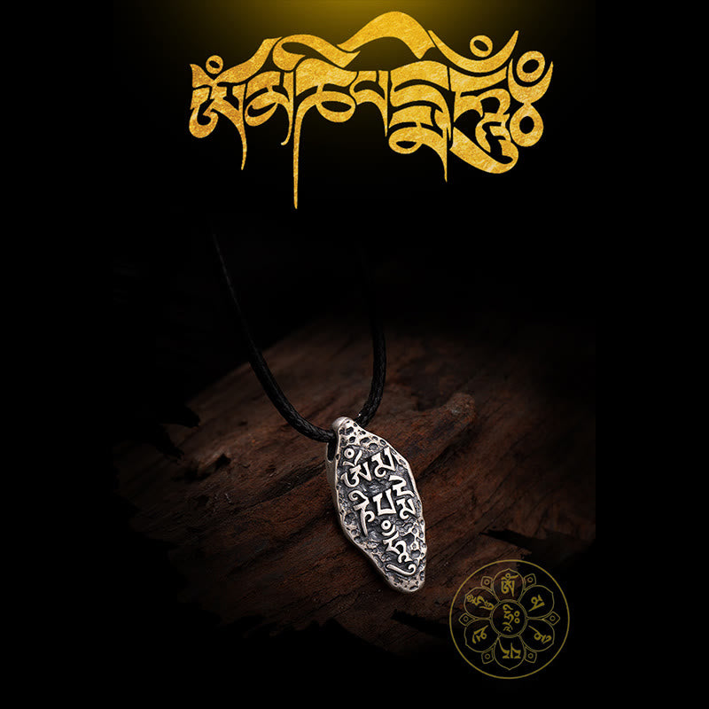 Buddha Stones Tibetan 925 Sterling Silver Om Mani Padme Hum Dorje Vajra Engraved Strength Necklace Pendant - image 12