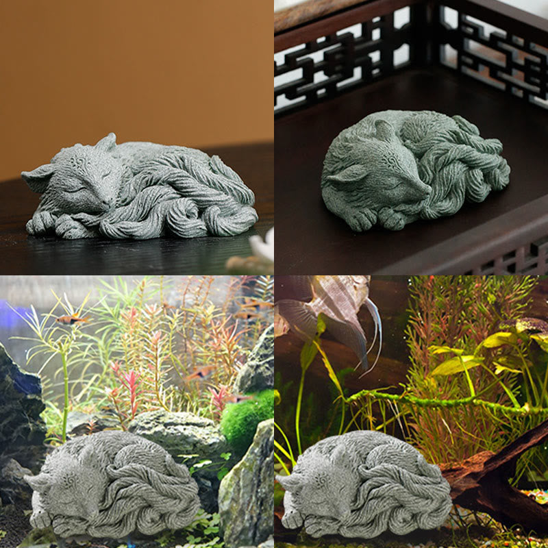 Buddha Stones Small Nine Tailed Fox Protection Home Tea Pet Figurine Decoration - image 6