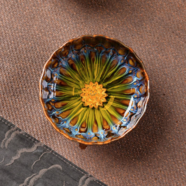 Buddha Stones Lotus Peacock Dragon Phoenix Koi Fish Ceramic Teacup Inlaid Tea Cups 120ml - image 8