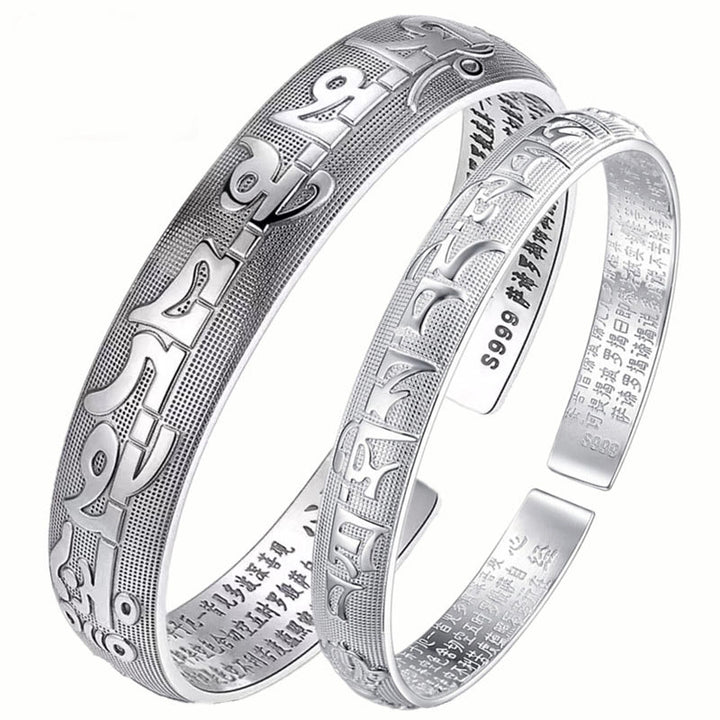 Buddha Stones Tibetan Sanskrit White Copper Meditation Prayer Bracelet Bangle - image 8