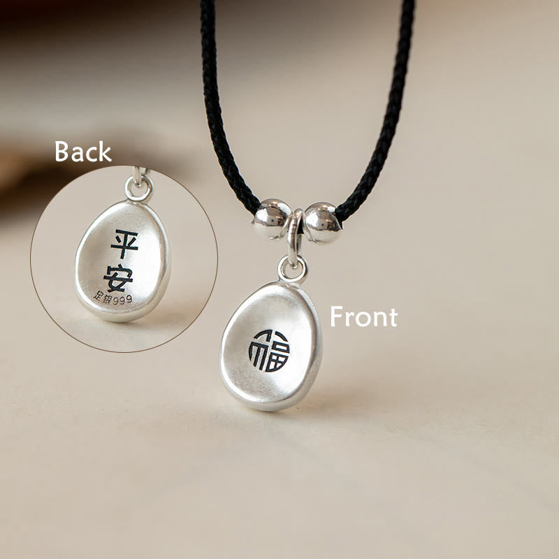 Buddha Stones 999 Sterling Silver Peace And Joy Fu Character Luck Fortune 925 Sterling Silver Chain Necklace Pendant - Peace Fu Character - 35-70cm Black Rope - image 11