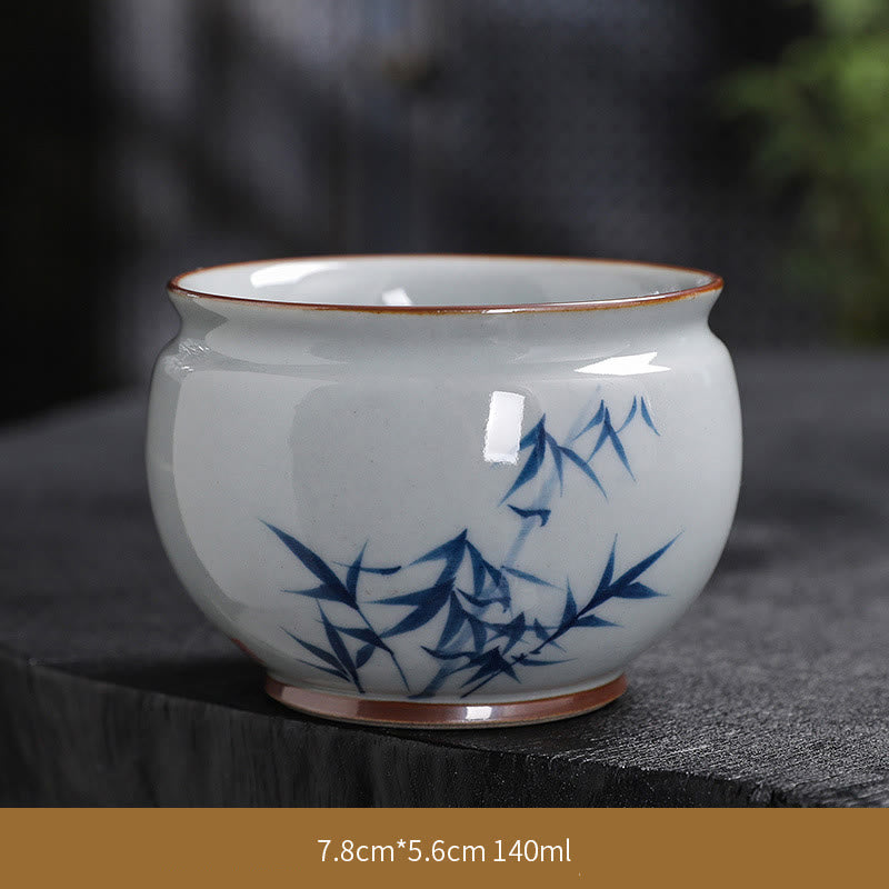 Buddha Stones Lotus Flower Leaf Bamboo Ceramic Teacup Kung Fu Tea Cups - Bamboo - 7.8cm*5.6cm*140ml - image 27