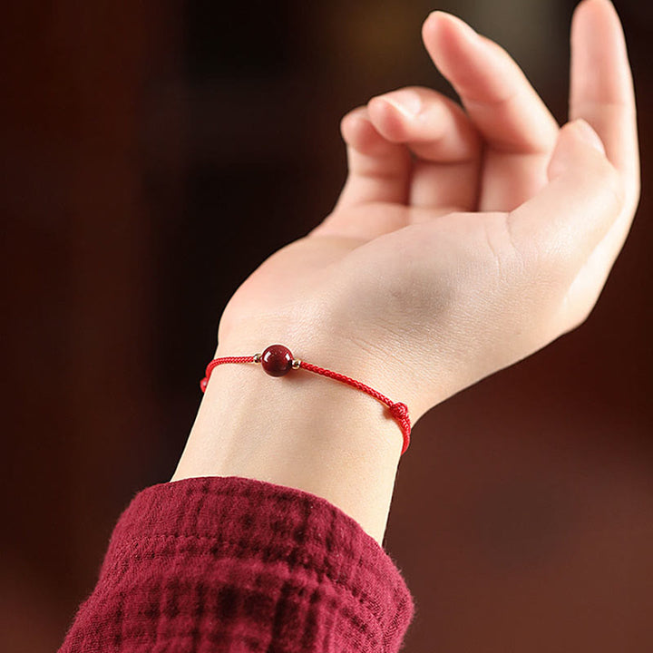 Buddha Stones Natural Lucky Cinnabar Bead Blessing String Bracelet Anklet - image 5