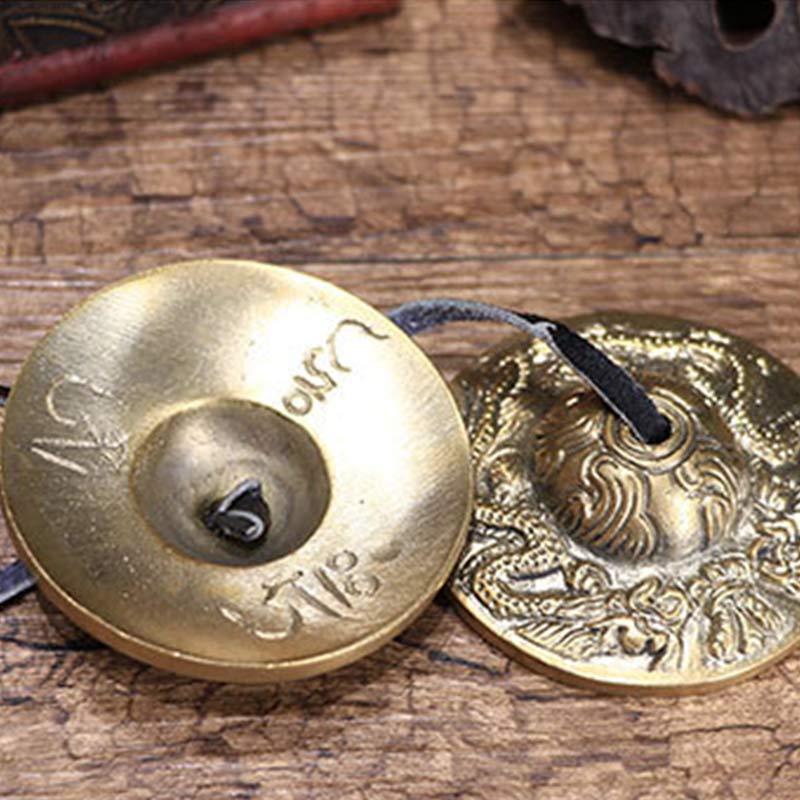 Buddha Stones Tibetan Tingsha Bell Six True Words Dragon Copper Balance Decoration With Bag - image 17