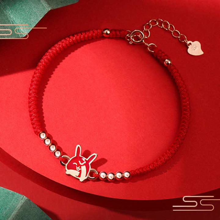Buddha Stones 925 Sterling Silver Chinese Zodiac Luck Faith Discolor Red String Bracelet - image 11