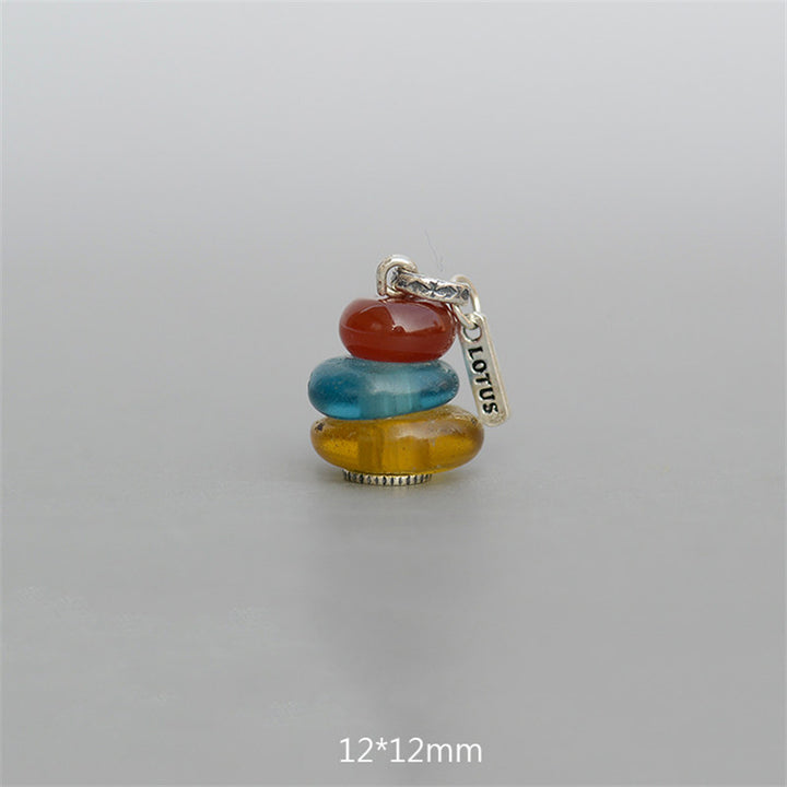 Buddha Stones Zen Cairn Labradorite Various Crystals Calm Pendant Necklace - Red Agate&Aqua Blue&Amber Glass Bead Pendant 12*12mm - image 15