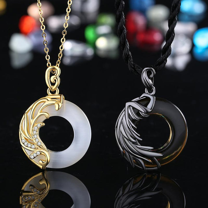 Buddha Stones Obsidian Chalcedony Meditation Round Pendant Necklace - image 4