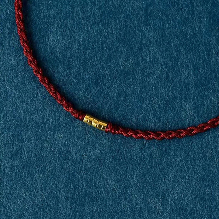 Buddha Stones 925 Sterling Silver Lucky Golden Bead Braided String Bracelet Anklet - image 10