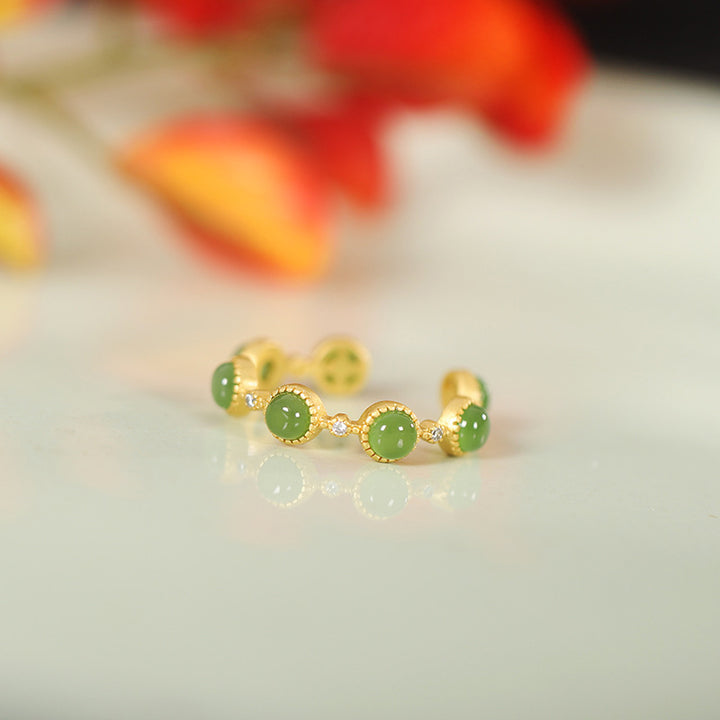 Buddha Stones Cyan Jade Healing Calm Adjustable Ring - image 7