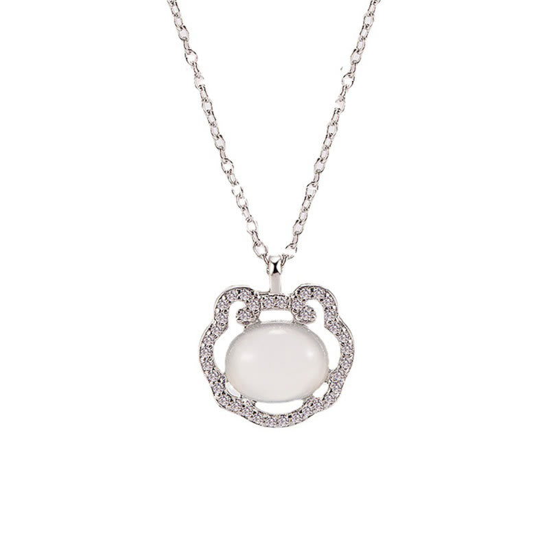 Buddha Stones Chalcedony Lock of Good Wishes Positive Necklace Pendant - image 3