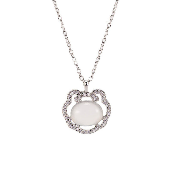 Buddha Stones Chalcedony Lock of Good Wishes Positive Necklace Pendant - image 3