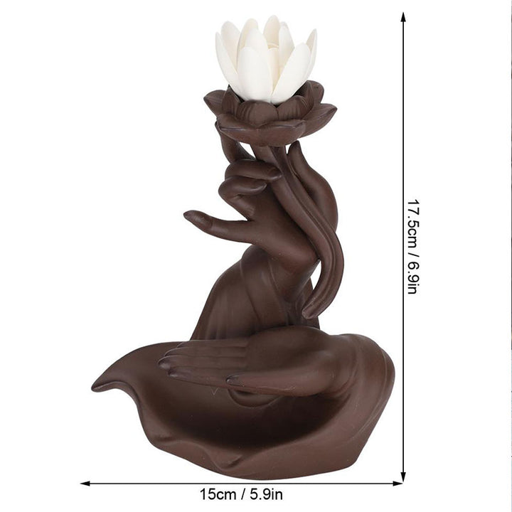 Buddha Stones Lotus Bergamot Healing Incense Burner - image 8