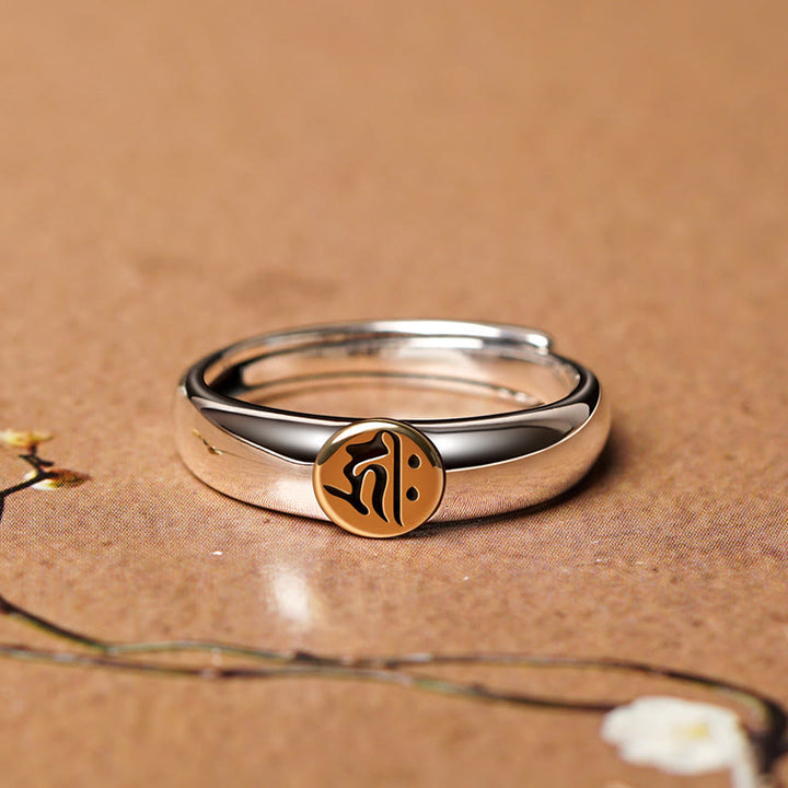 Buddha Stones Tibetan Om Mani Padme Hum Carved Chinese Zodiac Natal Buddha Peace Ring - image 35
