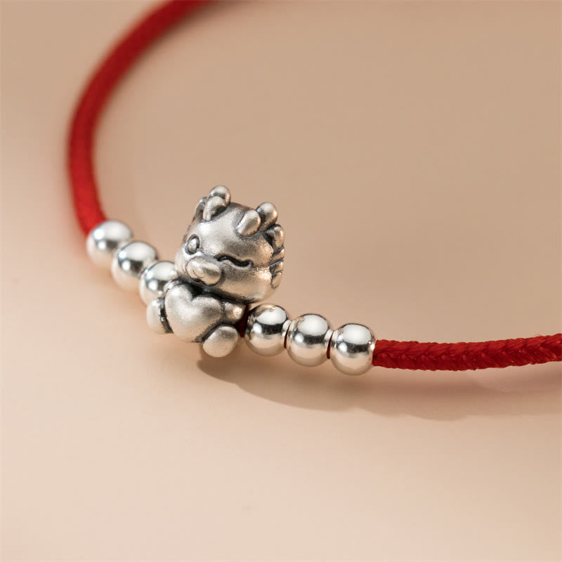 Buddha Stones Handmade 999 Sterling Silver Year of the Dragon Luck Red Bracelet - image 2