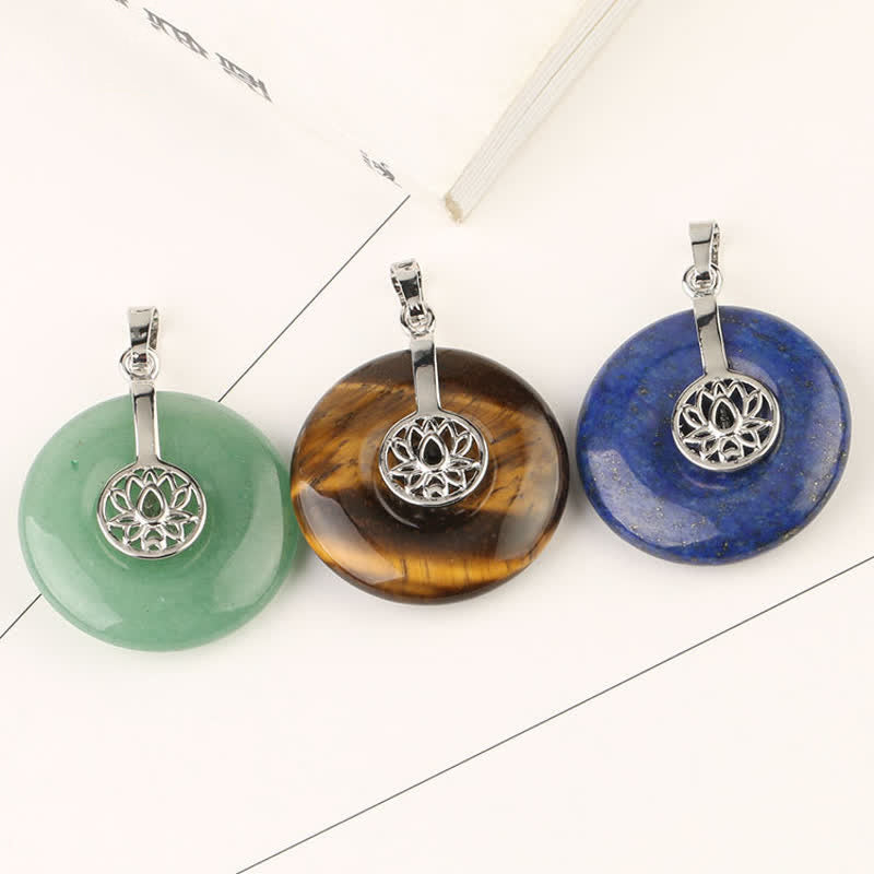 Buddha Stones Various Crystal Amethyst Pink Crystal Lotus Healing Necklace Pendant - image 2