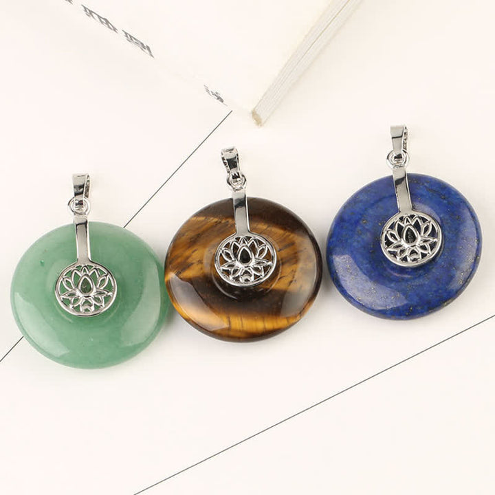 Buddha Stones Various Crystal Amethyst Pink Crystal Lotus Healing Necklace Pendant - image 2