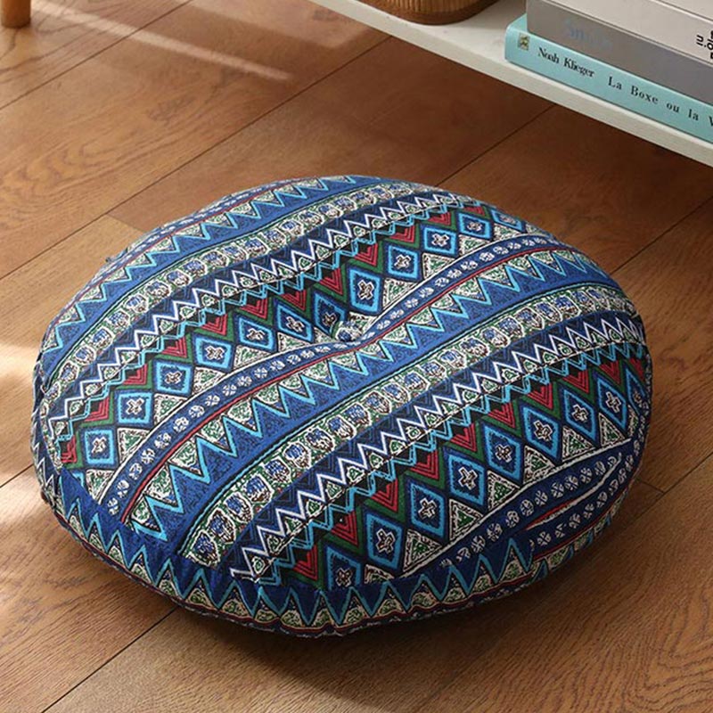 Buddha Stones Lotus Simple Pattern Linen Meditation Seat Cushion Home Living Room Decoration - Detachable - Approx. 40cm × 10cm (slight variation possible) - SteelBlue - image 22