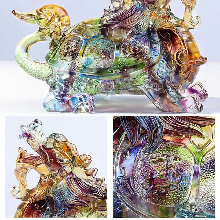 Feng Shui Dragon Turtle Handmade Liuli Crystal Art Piece Home Office Decoration - image 9