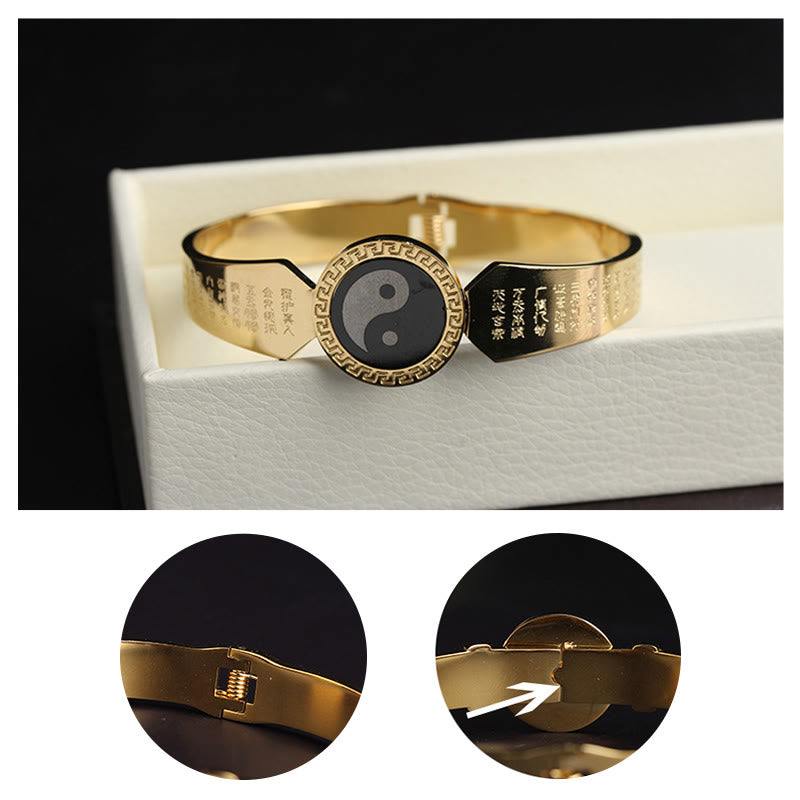 Buddha Stones Yin Yang Lotus Om Mani Padme Hum Mantra Titanium Steel Harmony Bracelet Bangle - image 5
