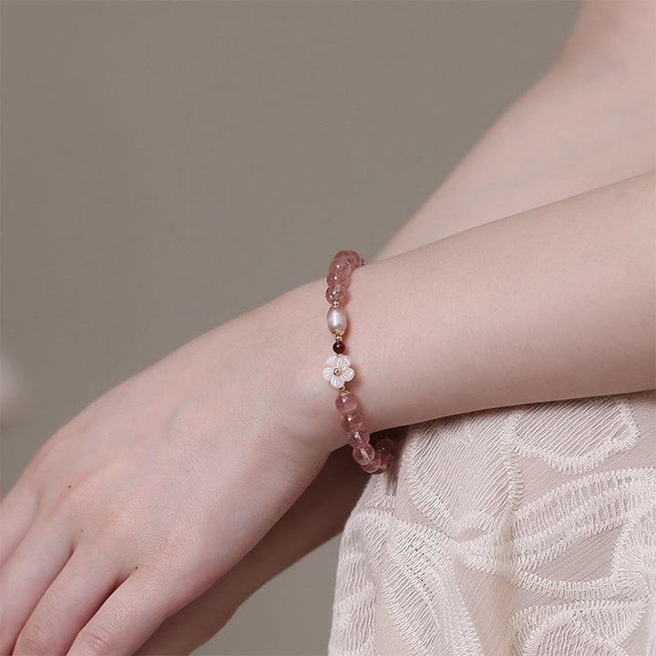 Buddha Stones Strawberry Quartz Peach Blossom Love Bracelet - image 2