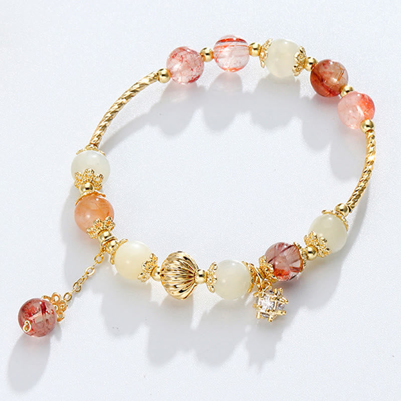 Buddha Stones Colorful Rutilated Quartz Cat Eye Zircon Auspiciousness Bead Bracelet - Rutilated Quartz(Auspiciousness♥Courage) - image 0