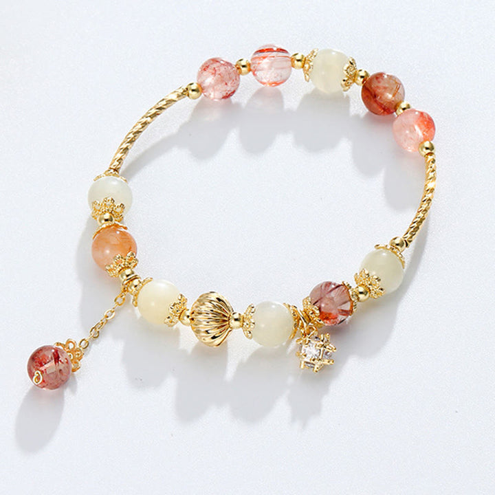 Buddha Stones Colorful Rutilated Quartz Cat Eye Zircon Auspiciousness Bead Bracelet - image 5
