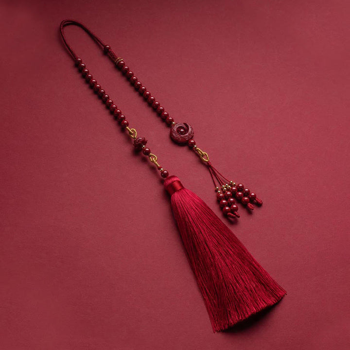 Buddha Stones One's Luck Improves Design Patern Natural Cinnabar Lotus Blessing Car Hanging Decoration - image 6