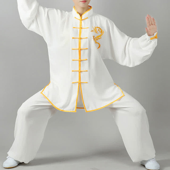 Buddha Stones Dragon Embroidered Qi Gong Zen Spiritual Practice Meditation Prayer Uniform Unisex Clothing Set - image 3