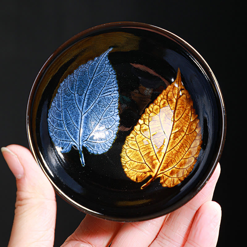 Buddha Stones Gold Maple Leaf Chinese Jianzhan Ceramic Teacup Tenmoku Kung Fu Tea Cup Bowl - image 16