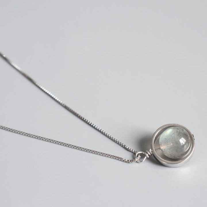 Buddha Stones 925 Sterling Silver Moonstone Love Planet Rotatable Pattern Necklace Pendant - image 10