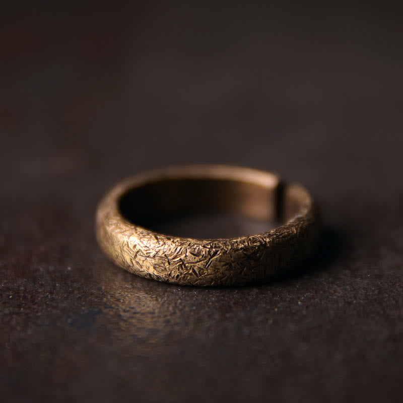 Buddha Stones Tibetan Vintage Texture Design Copper Luck Couple Ring - Men(Size Plus) - 4.5mm - image 0