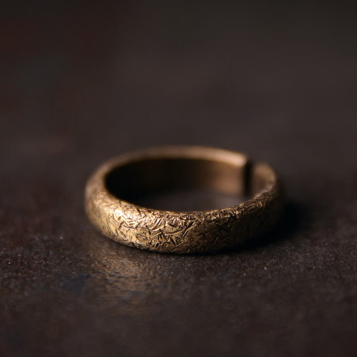 Buddha Stones Tibetan Vintage Texture Design Copper Luck Couple Ring - Men(Size Plus) - 4.5mm - image 0