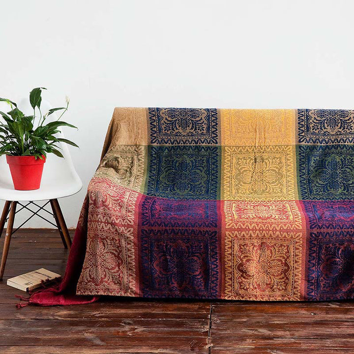 Buddha Stones Tibetan Floral Pattern Hand-Dyed Craftsman Blanket - image 2