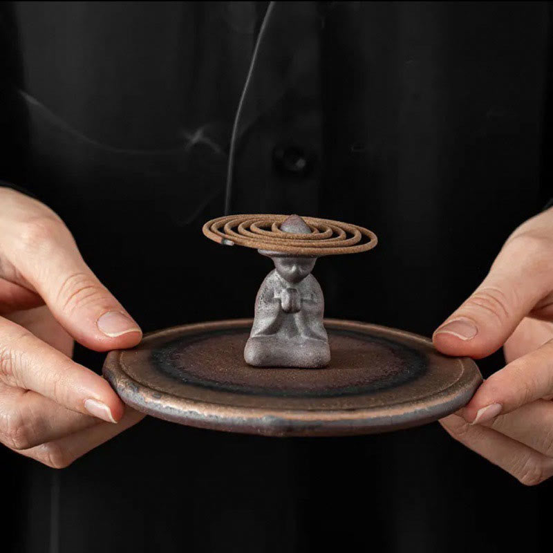 Small Person Meditation Ceramic Spiritual Healing Incense Burner - image 4