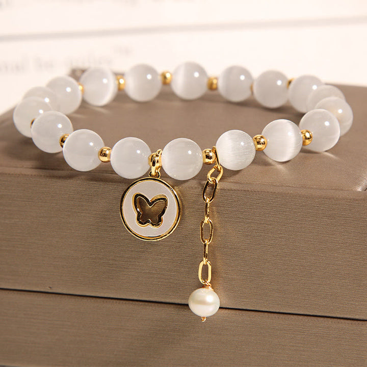 Buddha Stones Cat's Eye Butterfly Charm Love Bracelet - image 3