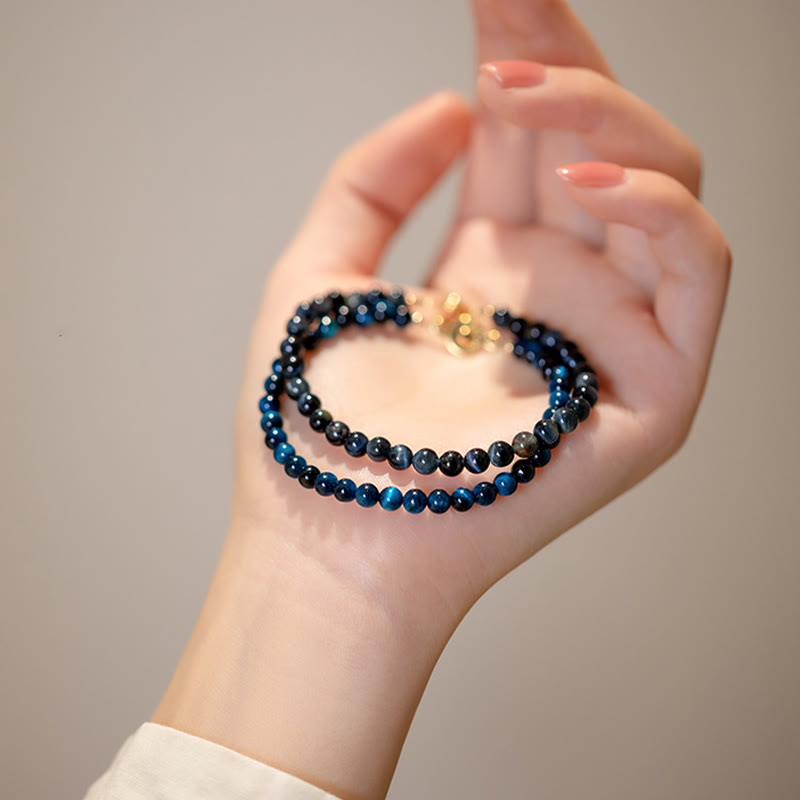 Buddha Stones Natural Blue Tiger Eye Stone Protection Chain Bracelet - image 4