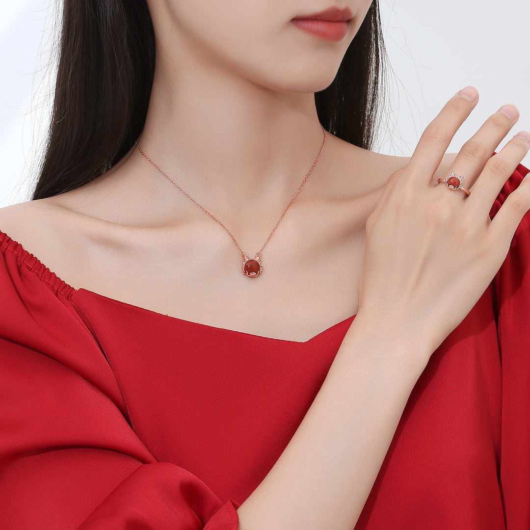 ❗❗❗A Flash Sale- Buddha Stones 925 Sterling Silver Year of the Dragon Cinnabar Red Agate Dragon Protection Bracelet Necklace Pendant Earrings Ring - image 8